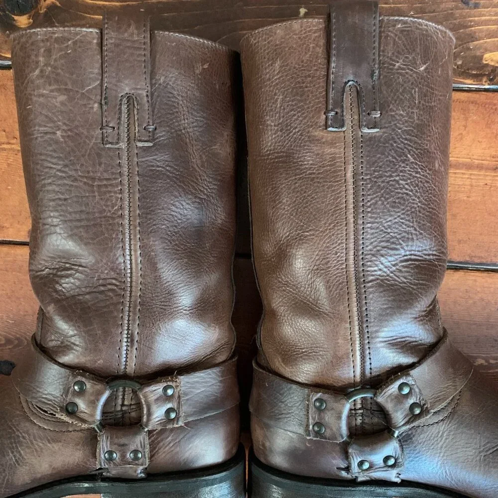 Frye Harness Mahogany Brown Leather Biker Motorcycle Western Boots Size 9 D - Picture 11 of 16